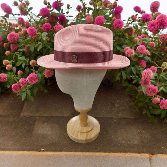 MEN'S STEVEN LAND CRUZ FEDORA STRAW HAT. SH-101 PINK. - Picture 1 of 10